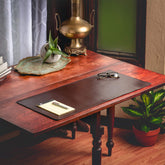 Dark Brown Bonded Leather No Core Rollable Desk Mat, 32 x 15